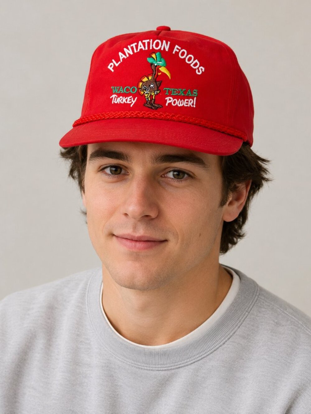 Vintage Plantation Foods Waco Texas Turkey Power Red Snapback Hat Kati
